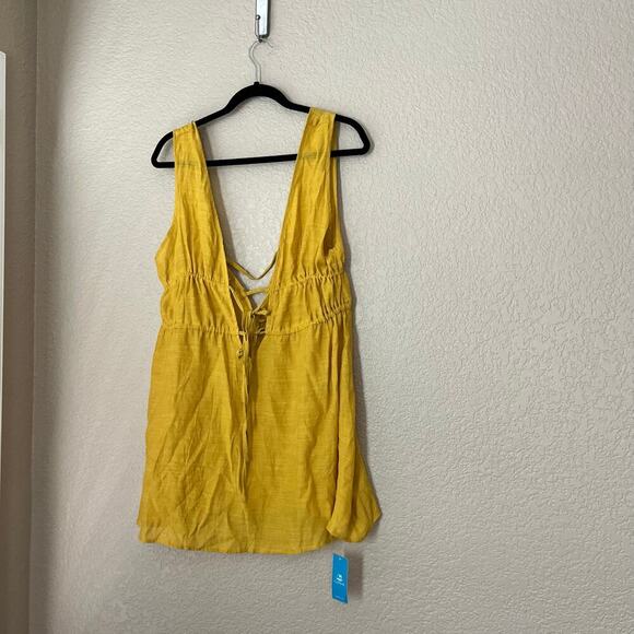 NWT Cupshe Swim Cover Up Long Shirt Small Yellow Mustard New - Picture 2 of 5